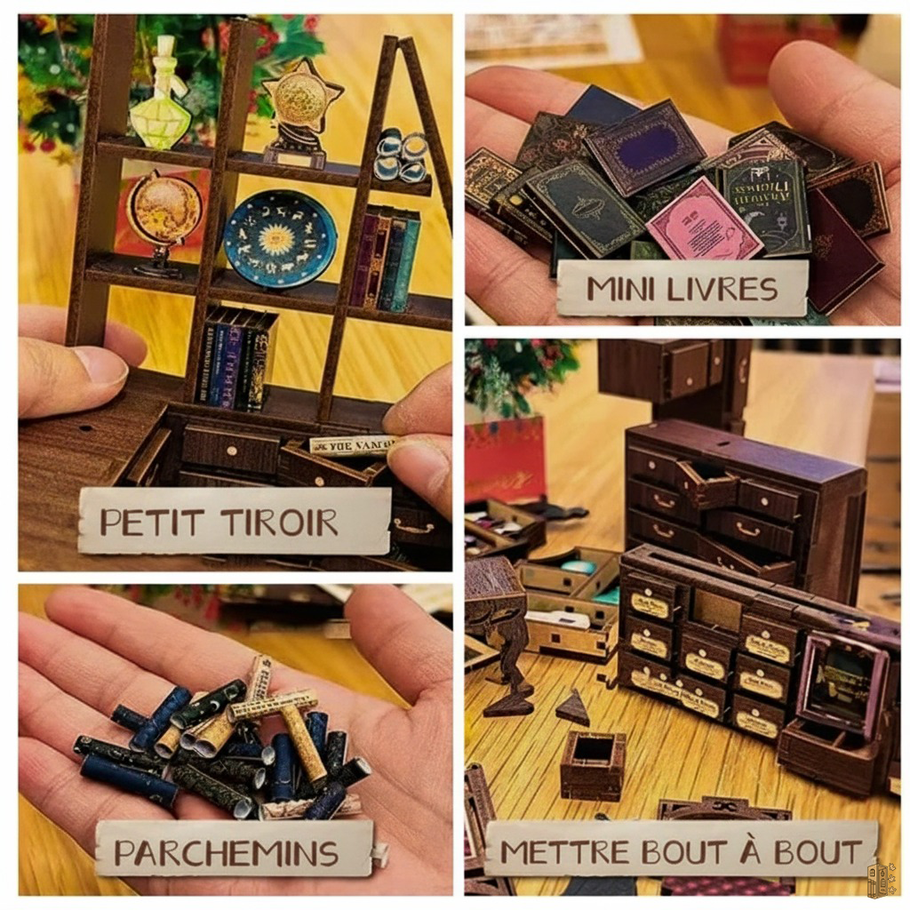 Kit DIY book nook magique avec pièces miniatures et accessoires à assembler
